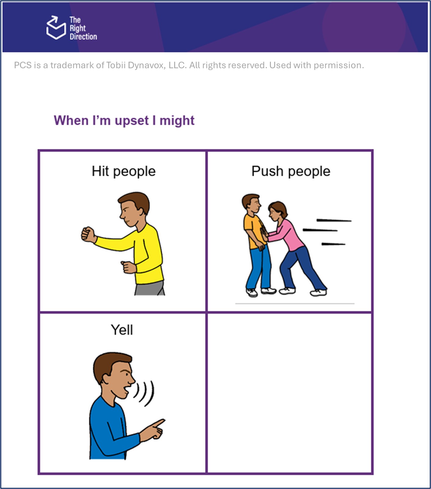 Behaviours of concern picture cards image