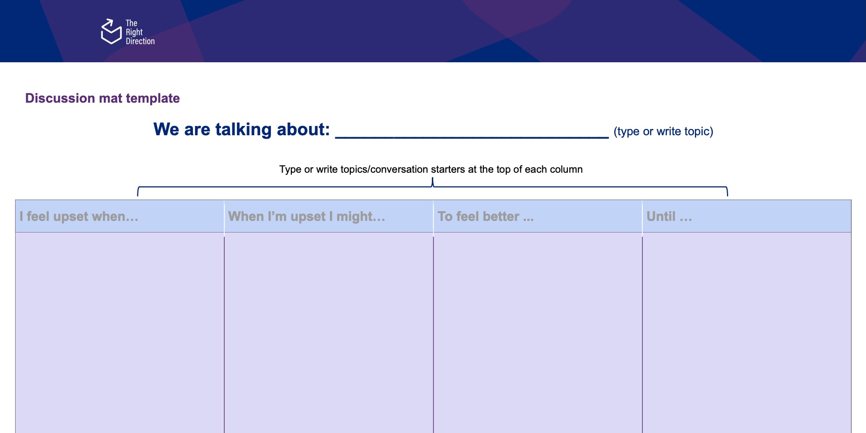 Discussion mat template